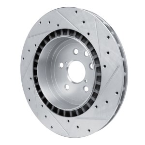 Lexus IS F Brake Rotor (1) - Rear Left - R1 Concepts - Drilled & Slotted - Silver - `08-`14